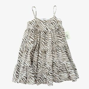 Cactus + Pearl Neutral Zebra Print Sleeveless Dress 5 NWT